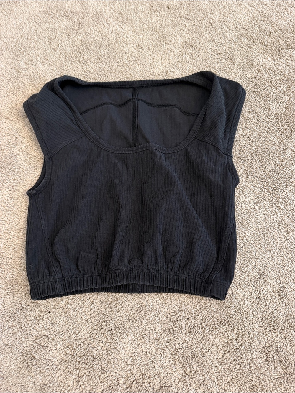 lululemon athletica Black Ribbed Sleeveless Crop Top